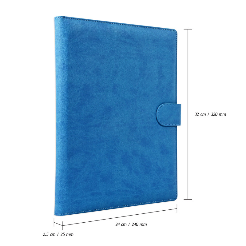 FIS Executive Folder, Italian PU Materials, Size (245x320mm), A4 Size Ivory Writing Pad, 2 Sides Sponge, Round Corner with Magnetic Lock, Blue Color-FSGT2535PURBL