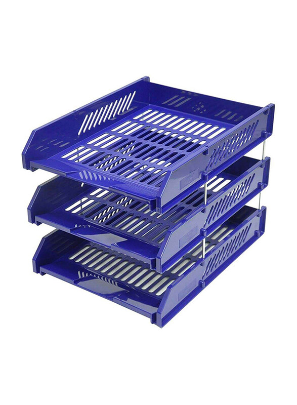 

FIS 3-Shelf Plastic Document Tray, FSOT10431BL, Blue