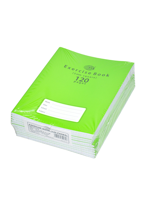 FIS Exercise Note Books, 5mm Square with Left Margin, 120 Pages, 12 Pieces, FSEBSQ05120N, Green
