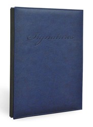 FIS Italian PU Cover without Window Signature Book with Gift Box, 18 Sheets, 24 x 34cm, FSCL18-PU, Blue