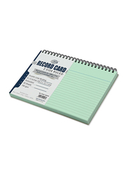 FIS Ruled Double Loop Spiral Binding Record Card, 8 x 5 Inch, 50 Sheets, 180 Gsm, FSIC85-180SPGR, Green