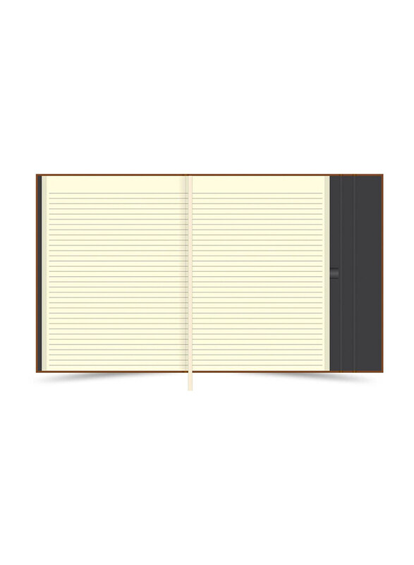 

FIS Italian PU Cover Magnetic Folder with Single Ruled Ivory Paper Writing Pad and Gift Box, 96 Sheets, A4 Size, FSMFEXNBA4BR, Brown