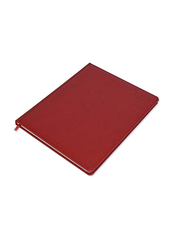 

FIS Executive 2023 1-Week At A Glance Italian PU Padded English/French Diary, 128 Sheets, 70 GSM, A4 Size, FSDI35EP23MR, Maroon