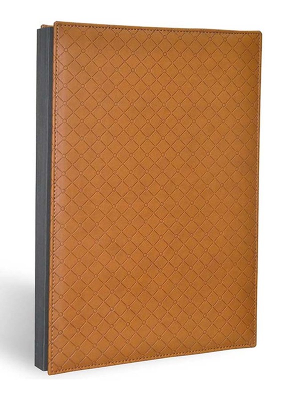 FIS Italian PU Material Cover Signature Book with Gift Box, 240 x 340mm, 18 Sheets, FSCL18BRD2, Brown