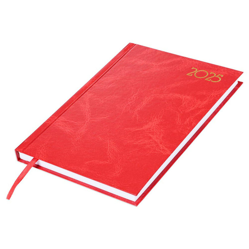 

FIS 2025 Diary, Hard Cover Vinyl Material, Saturday & Sunday Combined, A5 Size(14.8x21cm), English, Red Color-FSDI90E25RE