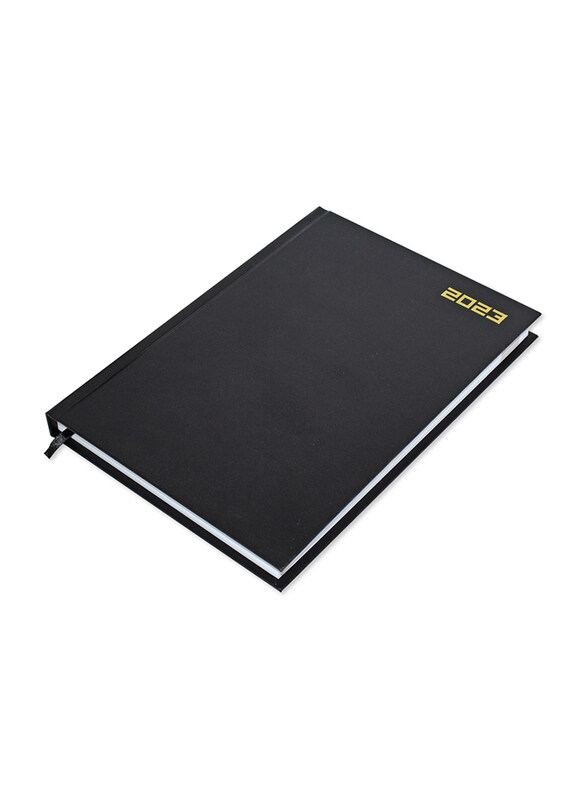 

FIS 2023 Vinyl Hard Cover English Agenda Diary, FSDI75EV23BK, Black