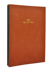FIS Vinyl Material Cover Signature Book, 240 x 340mm, 10 Sheets, FSCL10, Brown