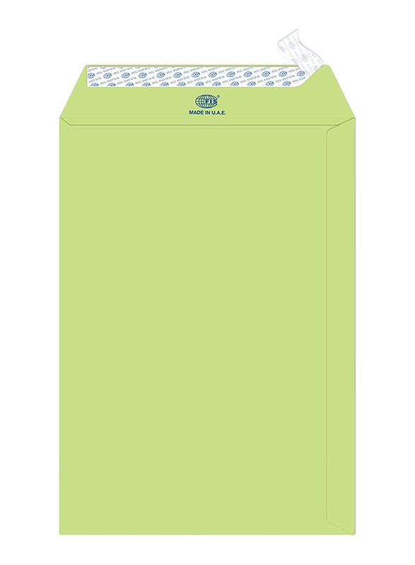 FIS Laid Paper Envelopes Peel & Seal, 10 x 7 inch, 50 Pieces, Green