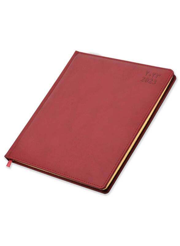 

FIS 2023 Arabic/English/French Golden Executive Diary with 1-Week at a Glance and Italian PU Cover, 128 Sheets, 70 GSM, FSDI36AEG23MR, Maroon