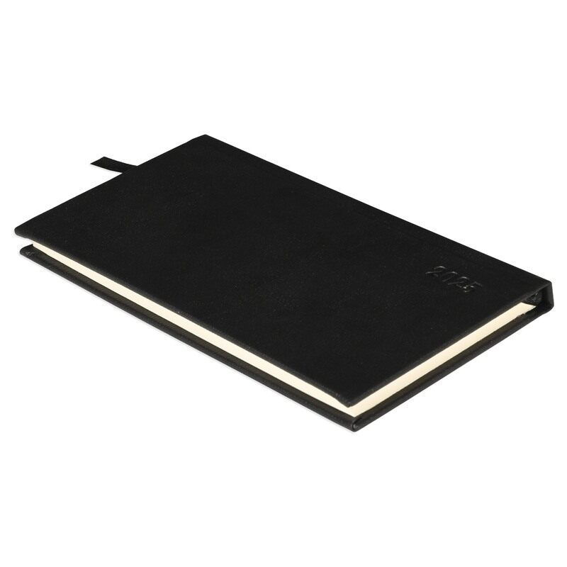 

FIS2025 Slim Diary, Italian PU Materials, Hard Cover, Size 170x90mm, English, 70gsm Italian Ivory Paper, Black Color-FSDI57E25BK