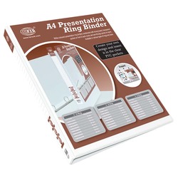 FIS 3D Ring Presentation Binder, A4 Size, 25mm Ring Size, 1.5 Inch Spine, FSBD325DPB, White
