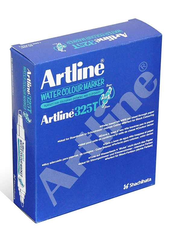 Artline 12-Piece Twin Water Colour Marker, ARMK325OC, Ochre Yellow