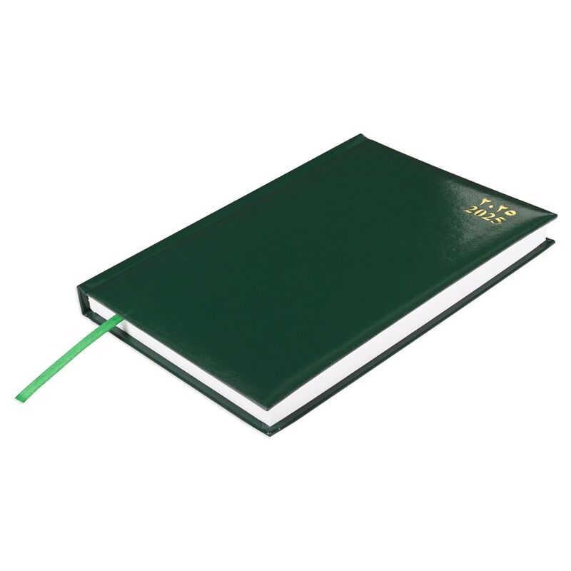 

FIS2025 A5 Diary, Vinyl Materials, 1 Side Padded Cover, Size A5(148x210mm), English/Arabic, Green Color-FSDI18AE25GR