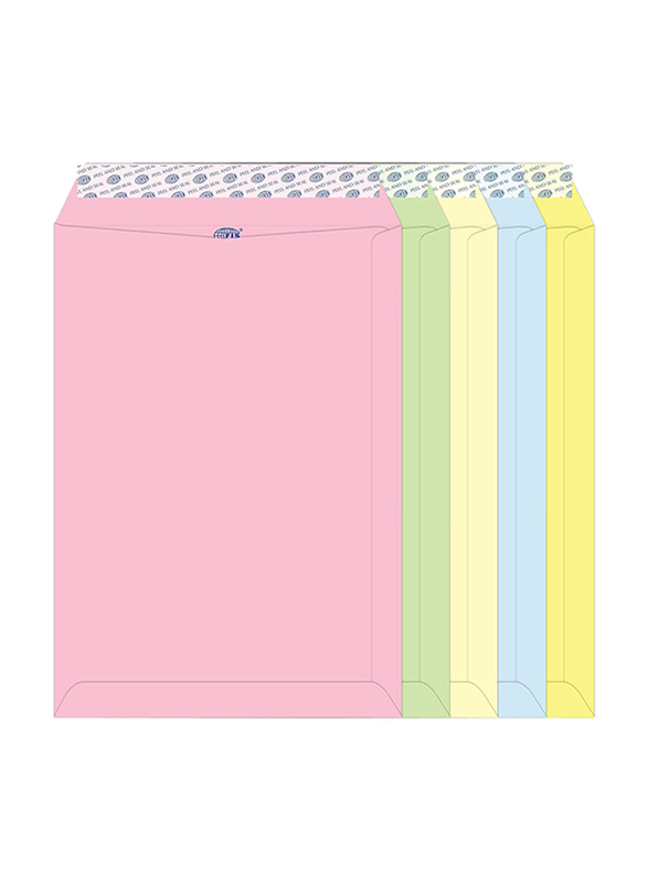 FIS Colour Peel & Seal Envelopes, 50-Piece, 80 GSM, C4 (324 x 229mm), Neon Assorted