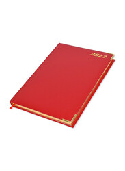 FIS Golden Executive 2023 Daily English Diary, 384 Sheets, 70 GSM, FSDI88EG23RE, Red