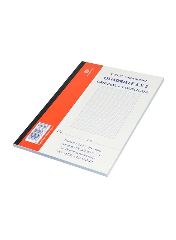 FIS 10-Piece Square NCR Paper Duplicate Book Set, 5mm, A4 Size, FSDUA45MMNCR, Multicolor