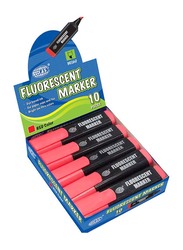 FIS 10-Piece Fluorescent Erasable Markers Set, Red