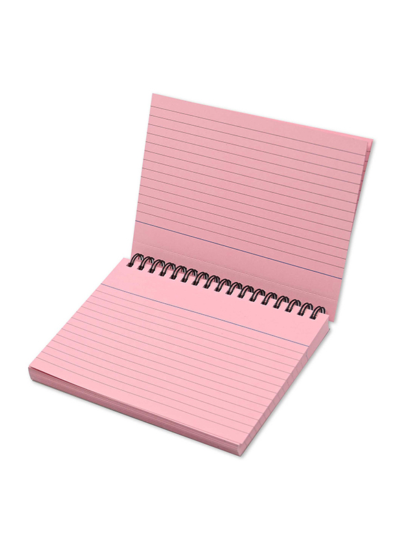 FIS Ruled Double Loop Spiral Binding Record Card, 6 x 4 Inch, 50 Sheets, 180 Gsm, FSIC64-180SPPI, Pink