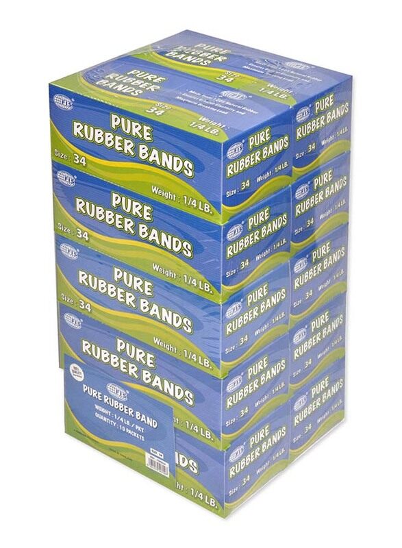 FIS 10 Boxes Pure Rubber Bands, Yellow