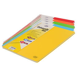 FIS Deluxe University Book, Spiral PP Neon Soft Cover, 1 Subject, (215x279mm) Size, 40 Sheets, Set of 5 Pieces, Assorted Color - FSUB1SS8.5X11AST