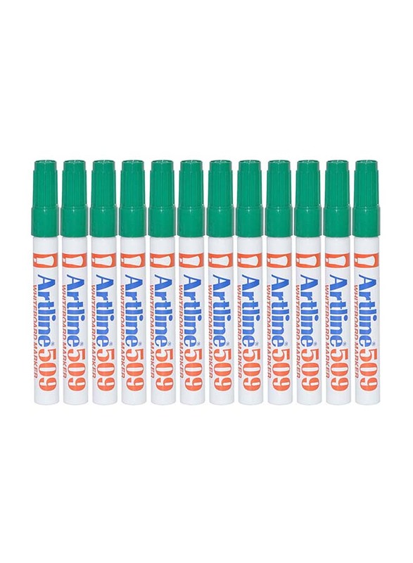 Artline 12-Piece White Board Marker Set, 2.0-5.0mm, ARMK509GR, Green