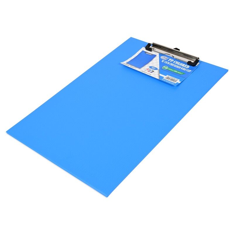 

FIS PP Colored Clipboard with 12cm Checkered Wire Clip, Foolscap Size(210x330 mm), Blue Color-FSCBPPWCFSBL