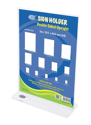 FIS Double Sided Oblong Vertical Sign Holder, A3 Size, 4 Pieces, FSNAA3V-4, Clear