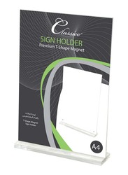 FIS Premium T-Shape Magnet Sign Holder, A4 Size, FSNA1305, Clear