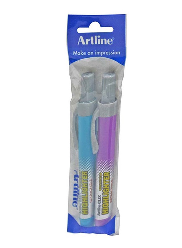 Artline 2-Piece Clix Highlighter Set, Blue/Purple