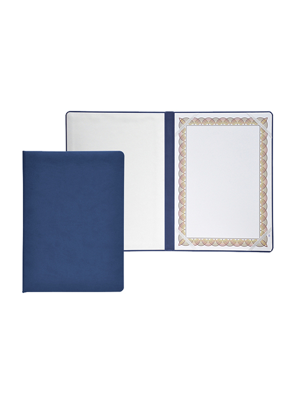 FIS Italian PU Certificate Folders with A4 Certificate and Gift Box, FSCLCERTPUWBL, Blue