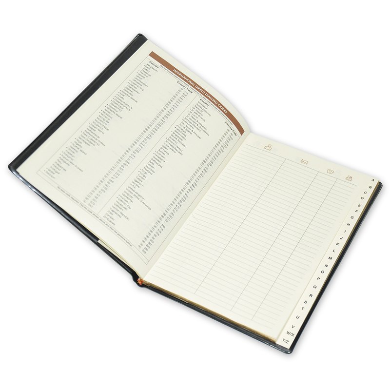 FIS English Address Book with Italian PU Cover & Gilding, 148 x 210mm, 50 Sheets, A5 Size, FSADA5EG, Green