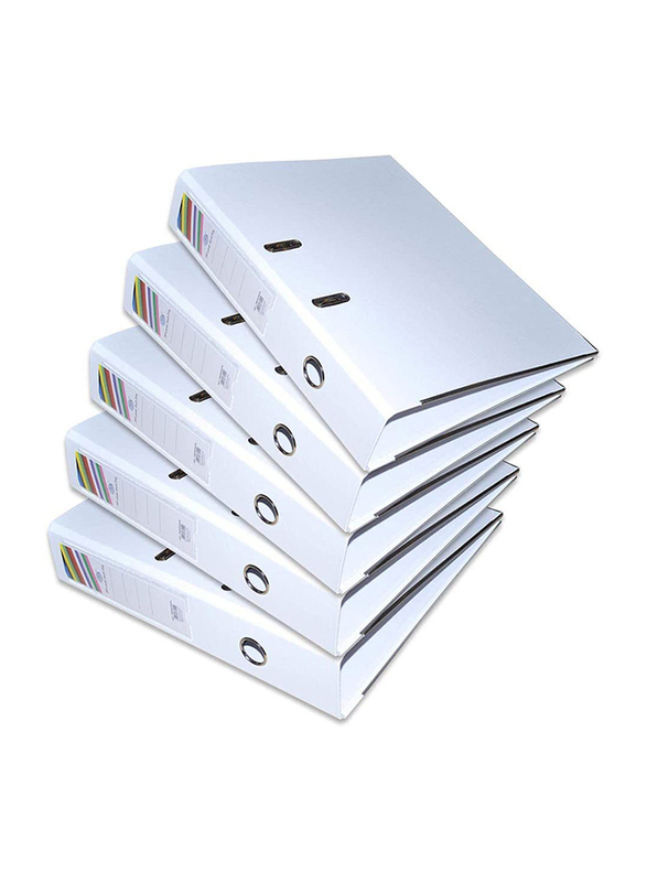 FIS PP Box File with Fixed Mechanism, 8cm, 10 Piece, FSBF8PWHFN10, White