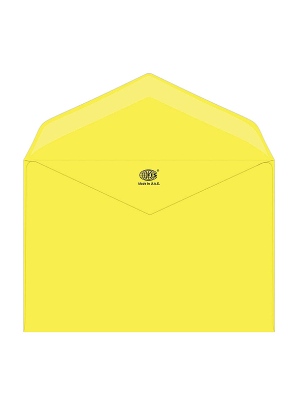 FIS Colour Glued Envelopes, 50-Piece, 80 GSM, 145 x 200mm, Neon Lemon