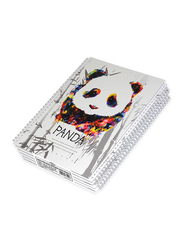 FIS Panda Design Spiral Hard Cover Notebook, 5 x 96 Sheets, A4 Size, FSNBSHCA496-PAN1, White