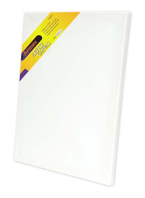 Artmate Stretched Back Stapled Canvas 280 GSM, JIGNE09-5070, 50 x 70cm, White