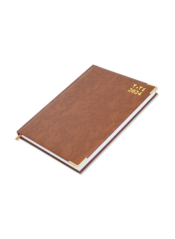 

FIS 2024 Arabic/English Executive Daily Diary, 384 Sheets, 70 GSM, FSDI88AE24BR, Brown