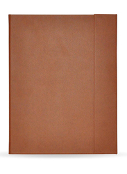 FIS Italian PU Cover Magnetic Folder with Single Ruled Ivory Paper Writing Pad and Gift Box, 96 Sheets, A4 Size, FSMFEXNBA4LBR, Light Brown