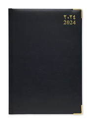 FIS 2024 Arabic/English Golden Diary, 384 Sheets, 60 GSM, A4 Size, FSDI46AEG24BK, Black