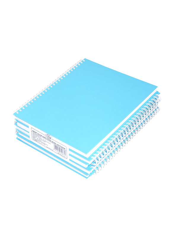 FIS Spiral Hard Cover Single Line Notebook Set, 5 x 100 Sheets, 9 x 7 inch, FSNBS97NA220, Blue