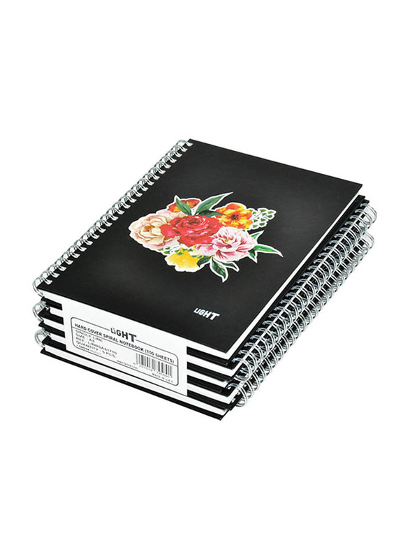Light 5-Piece Spiral Hard Cover Notebook, Single Line, 100-Sheets, A5 Size, LINBSA51710, Multicolour