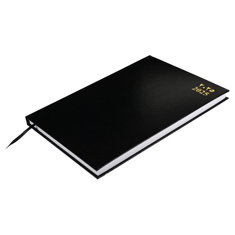 

FIS 2025 A4 Diary, Vinyl Materials, Hard Cover, 1 Day a Page, Size A4(210x297mm), English/Arabic, 60gsm White Paper, Black Color-FSDI41AE25BK