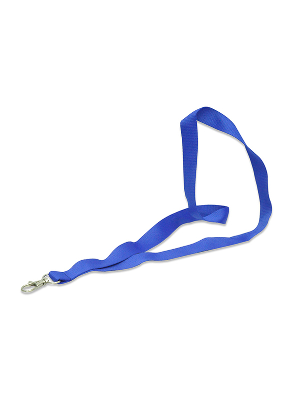 FIS Flat Lanyard Badge Holder with Hook, 50 Pieces, Blue