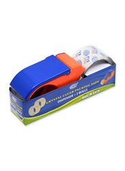 FIS Packing Tape with Dispenser, 2 Inches x 50 Meters, 45 Micron, FSTAP2X50M, 2 Rolls, Clear