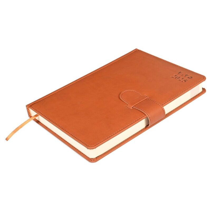 

FIS 2025 Agenda Diary, Italian PU Materials, 1 Side Padded and Sewn Cover, Round Corners with Strapclosure, Size 170x240mm, English/Arabic, 70gsm Whit