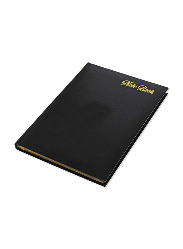 FIS Italian Ivory Paper Notebook with Golden Bonded Leather, 196 Pages, 70 GSM, A5 Size, FSNB1SA5GIVBL, Black