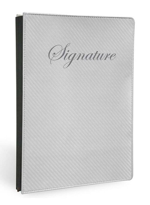 

FIS Italian PU Cover without Window Signature Book with Gift Box, 18 Sheets, 24 x 34cm, FSCL18223, Grey