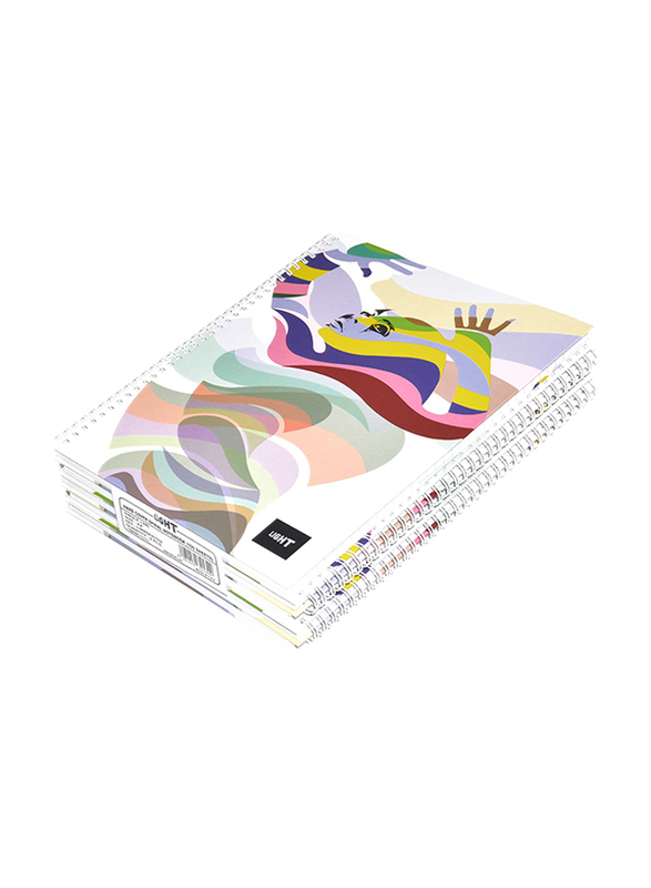 Light Hard Cover Spiral Notebook Set, 100 Sheets, A4 Size, 5 Pieces, Single Line, LINBSA41702, Multicolour