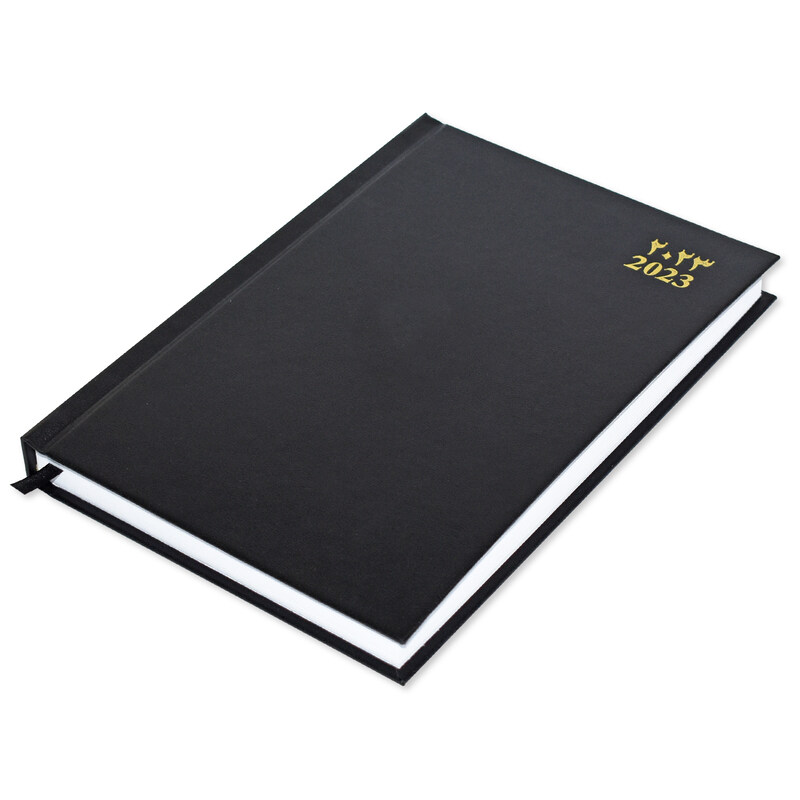 

FIS 2023 Arabic/English Vinyl Hard Cover Diary, 384 Sheets, 60 GSM, A5 Size, FSDI21AE23BK, Black