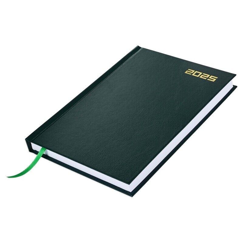 

FIS 2025 Diary, Hard Cover Vinyl Material, A5 Size(14.8x21cm), English, Green Color-FSDI21E25GR