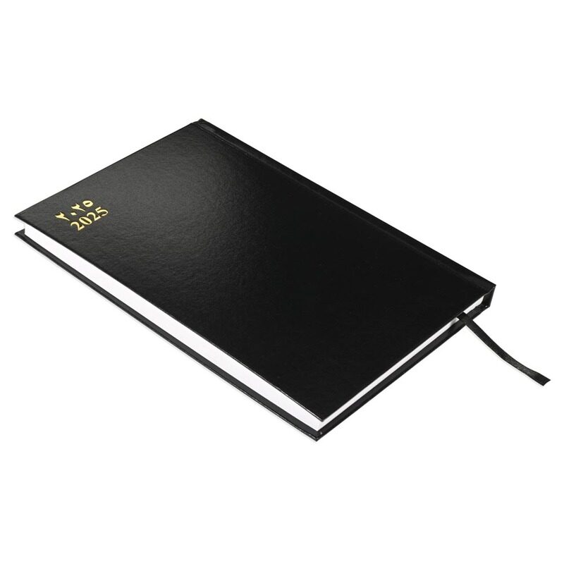 

FIS 2025 A5 Agenda Diary, Vinyl Materials, Hard Cover, Right Open, Thursday & Friday Combined, Size A5(148x210mm), English, 60gsm White Paper, Black C